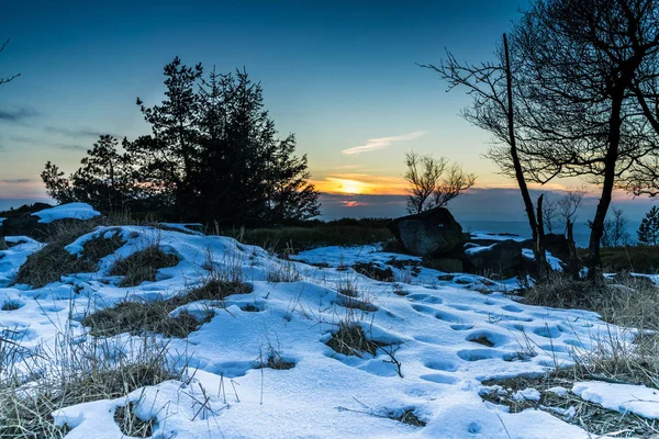 Winter sunset in the nature