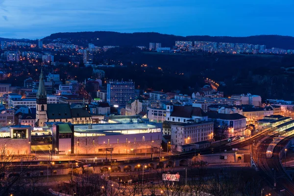 Widok Miasto Wieczorem Usti Nad Labem Republika Czeska Kwietnia 2018 — Zdjęcie stockowe