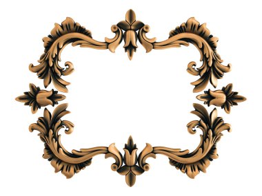 Beyaz bir arka plan üzerinde bronz süs. İzole. 3D çizim