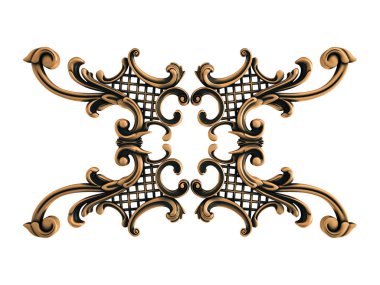 Beyaz bir arka plan üzerinde bronz süs. İzole. 3D çizim