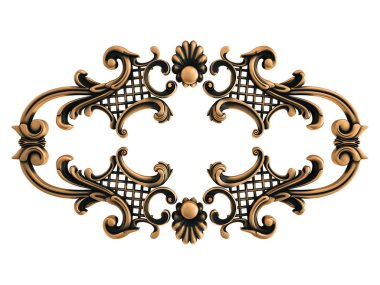 Beyaz bir arka plan üzerinde bronz süs. İzole. 3D çizim