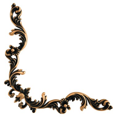 Beyaz bir arka plan üzerinde bronz süs. İzole. 3D çizim