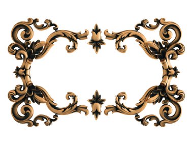 Beyaz bir arka plan üzerinde bronz süs. İzole. 3D çizim