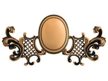 Beyaz bir arka plan üzerinde bronz süs. İzole. 3D çizim