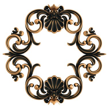 Beyaz bir arka plan üzerinde bronz süs. İzole. 3D çizim