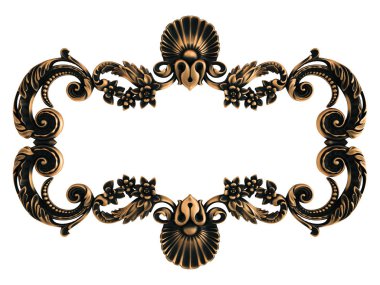 Beyaz bir arka plan üzerinde bronz süs. İzole. 3D çizim