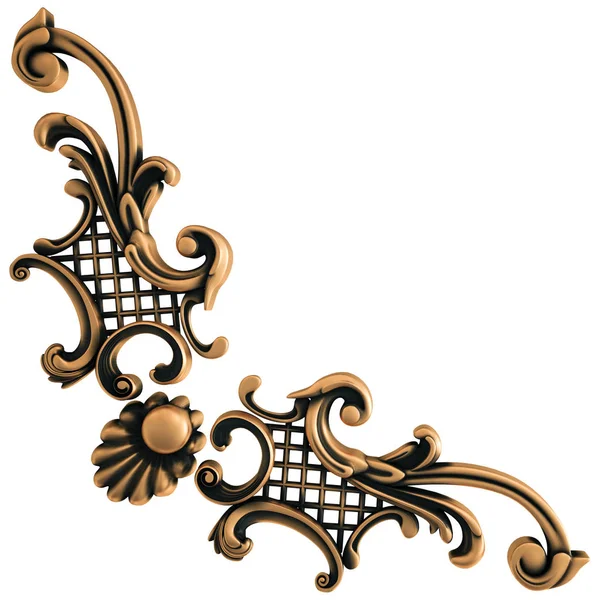 Ornamento Bronze Fundo Branco Isolado Ilustração — Fotografia de Stock