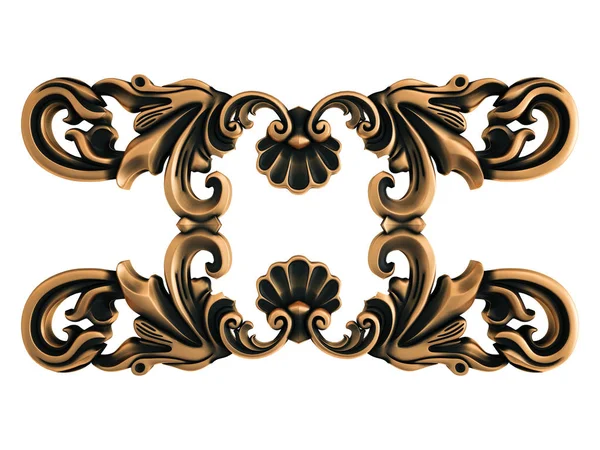 Ornamento Bronze Fundo Branco Isolado Ilustração — Fotografia de Stock