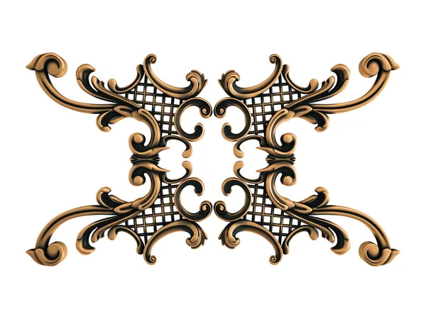 Bronzen Ornament Een Witte Achtergrond Geïsoleerd Illustratie — Stockfoto