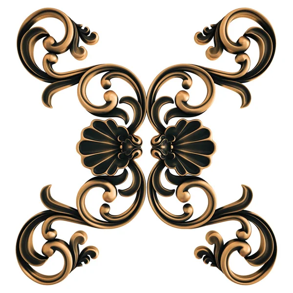 Ornamento Bronze Fundo Branco Isolado Ilustração — Fotografia de Stock