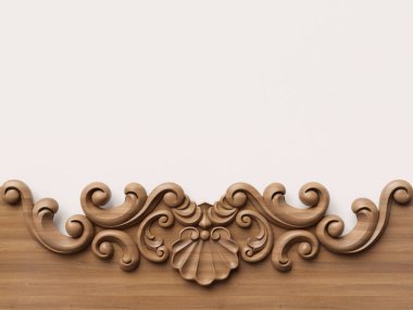 Ahşap süsleme arka plan. 3D çizim