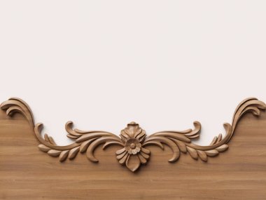 Ahşap süsleme arka plan. 3D çizim