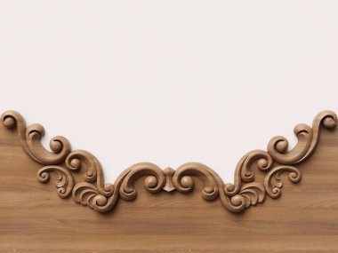 Ahşap süsleme arka plan. 3D çizim