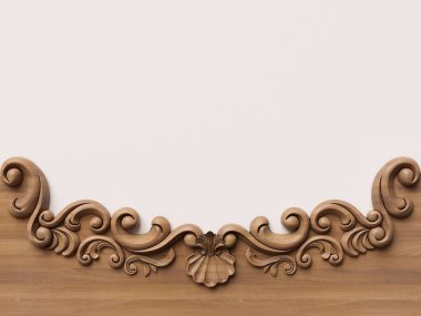 Ahşap süsleme arka plan. 3D çizim