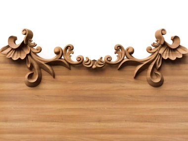 Ahşap süsleme arka plan. 3D çizim