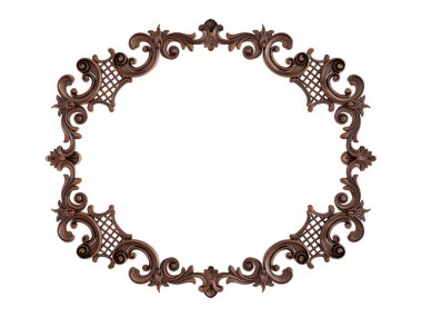 Ahşap süsleme beyaz zemin üzerinde. İzole. 3D çizim