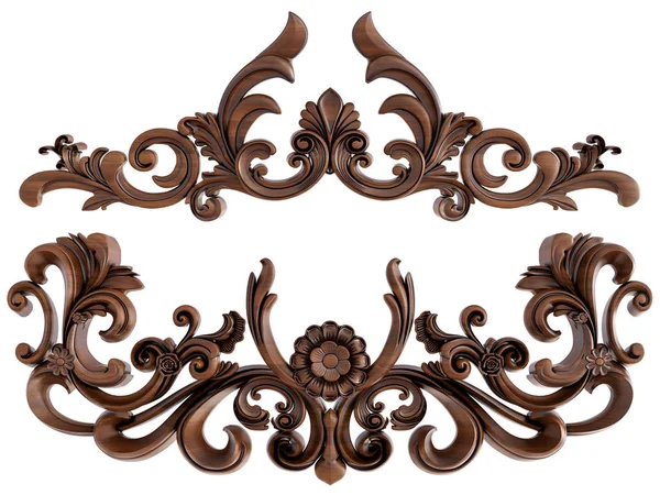 Ornamento Legno Sfondo Bianco Isolato Illustrazione — Foto Stock