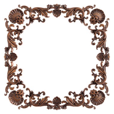 Ahşap süsleme beyaz zemin üzerinde. İzole. 3D çizim