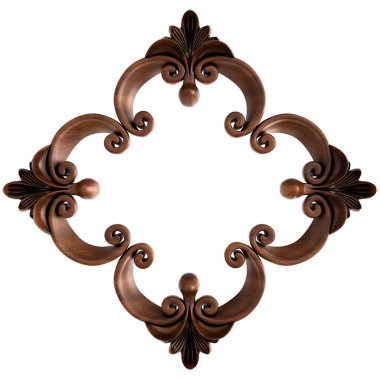 Ahşap süsleme beyaz zemin üzerinde. İzole. 3D çizim