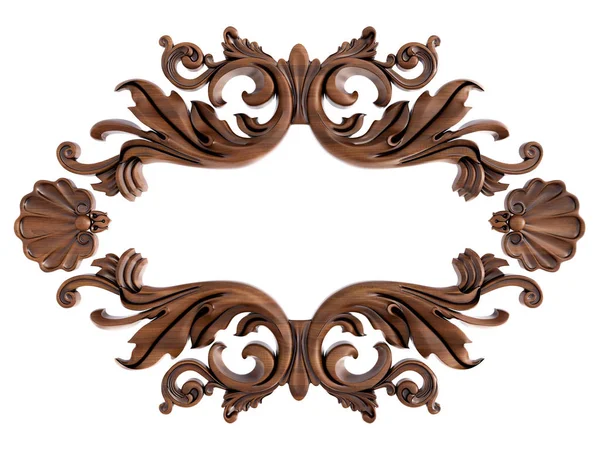 Ahşap süsleme beyaz zemin üzerinde. İzole. 3D çizim