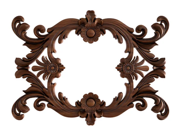 Ahşap süsleme beyaz zemin üzerinde. İzole. 3D çizim