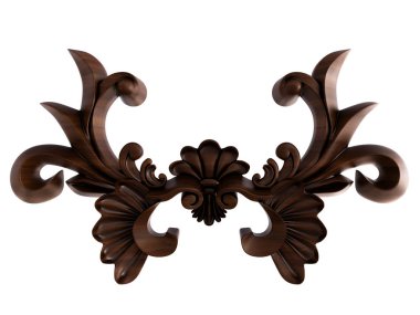 Ahşap süsleme beyaz zemin üzerinde. İzole. 3D çizim