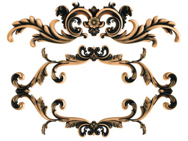 Beyaz bir arka plan üzerinde bronz süs. İzole. 3D çizim