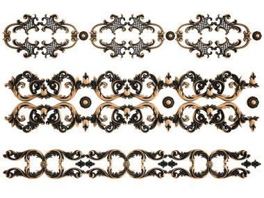 Beyaz bir arka plan üzerinde bronz süs. İzole. 3D çizim