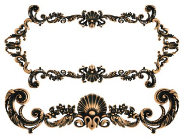 Beyaz bir arka plan üzerinde bronz süs. İzole. 3D çizim