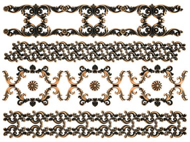 Beyaz bir arka plan üzerinde bronz süs. İzole. 3D çizim