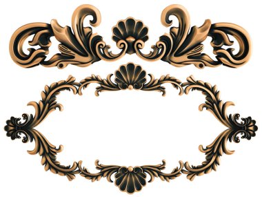 Beyaz bir arka plan üzerinde bronz süs. İzole. 3D çizim