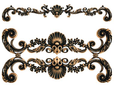 Beyaz bir arka plan üzerinde bronz süs. İzole. 3D çizim