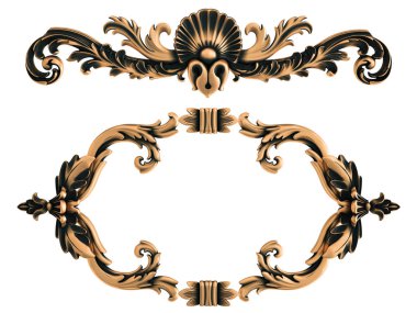 Beyaz bir arka plan üzerinde bronz süs. İzole. 3D çizim