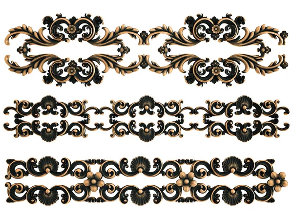 Beyaz bir arka plan üzerinde bronz süs. İzole. 3D çizim