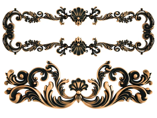 Beyaz bir arka plan üzerinde bronz süs. İzole. 3D çizim