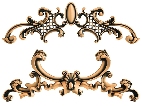 Beyaz bir arka plan üzerinde bronz süs. İzole. 3D çizim