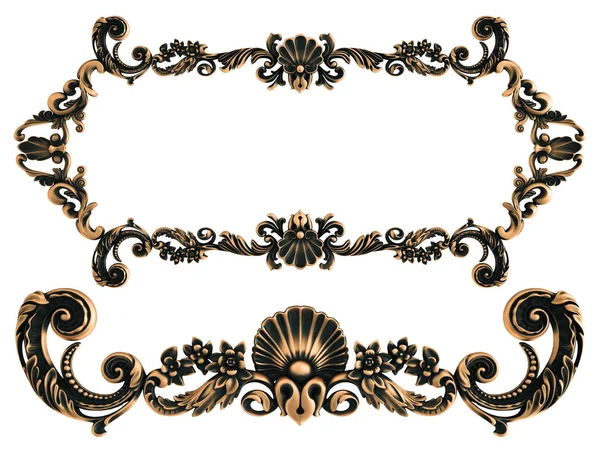 Beyaz bir arka plan üzerinde bronz süs. İzole. 3D çizim