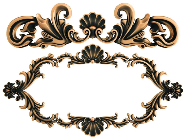 Ornamento Bronzo Sfondo Bianco Isolato Illustrazione — Foto Stock