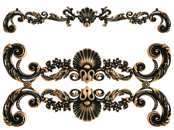 Beyaz bir arka plan üzerinde bronz süs. İzole. 3D çizim