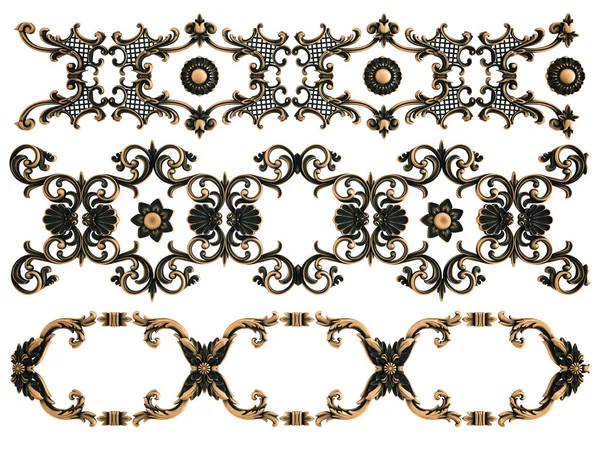 Beyaz bir arka plan üzerinde bronz süs. İzole. 3D çizim