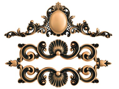 Beyaz bir arka plan üzerinde bronz süs. İzole. 3D çizim