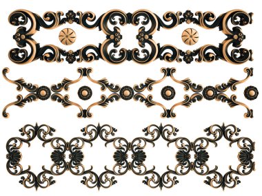 Beyaz bir arka plan üzerinde bronz süs. İzole. 3D çizim