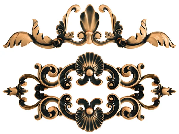 Ornamento Bronze Fundo Branco Isolado Ilustração — Fotografia de Stock