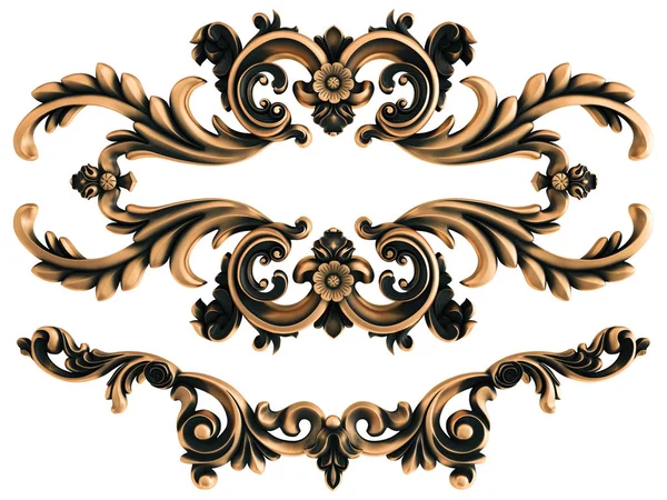 Ornamento Bronzo Sfondo Bianco Isolato Illustrazione — Foto Stock