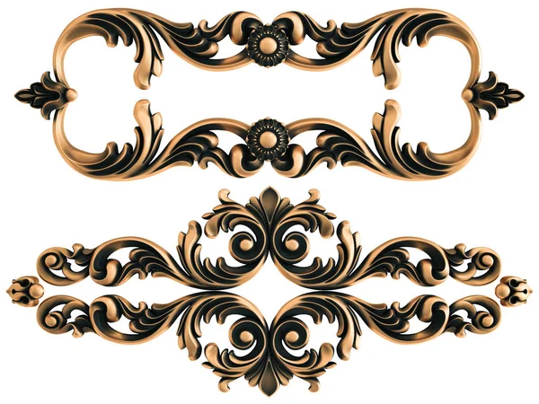 Ornamento Bronze Fundo Branco Isolado Ilustração — Fotografia de Stock