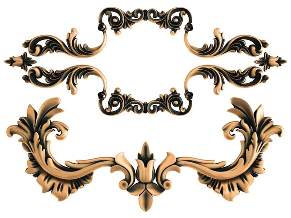 Beyaz bir arka plan üzerinde bronz süs. İzole. 3D çizim