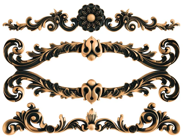 Ornamento Bronzo Sfondo Bianco Isolato Illustrazione — Foto Stock