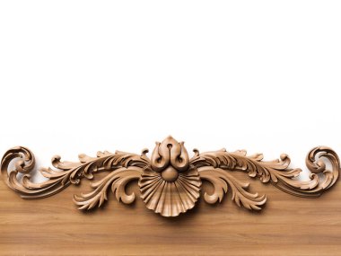 Ahşap süsleme arka plan. 3D çizim