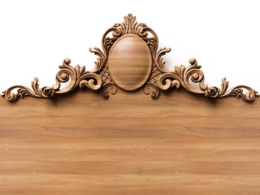 Ahşap süsleme arka plan. 3D çizim