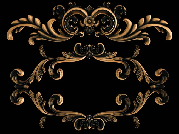 Bronzová Ornament Černém Pozadí Izolovaný Obrázek — Stock fotografie